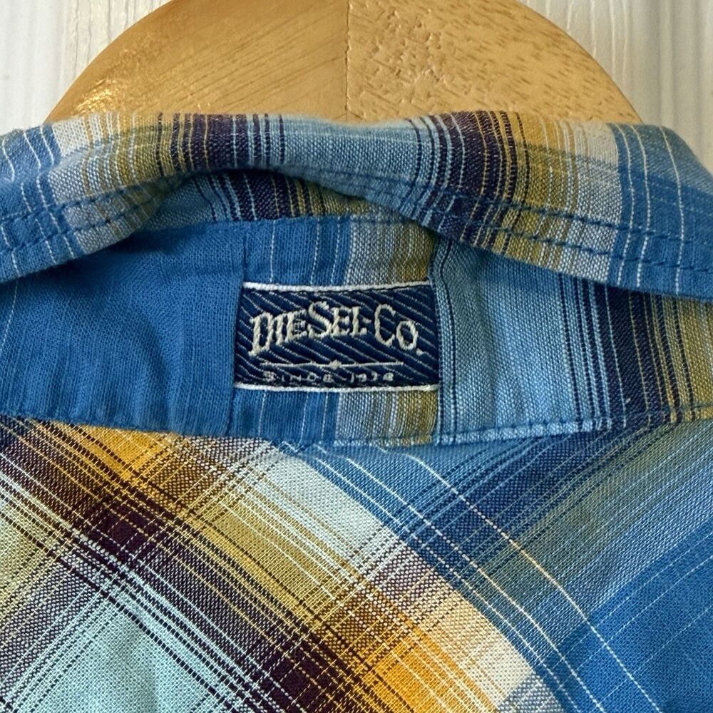 Diesel Co 1978 Plaid Western Pearl Snap Shirt Mens Large Blue 100% Cotton - Picture 5 of 9